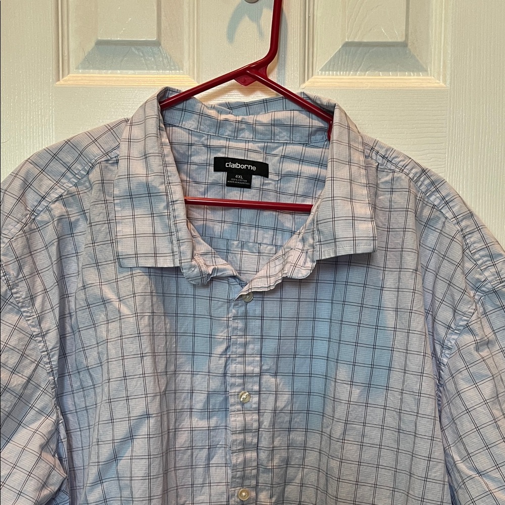Claiborne Men's Light Blue Plaid Shirt
